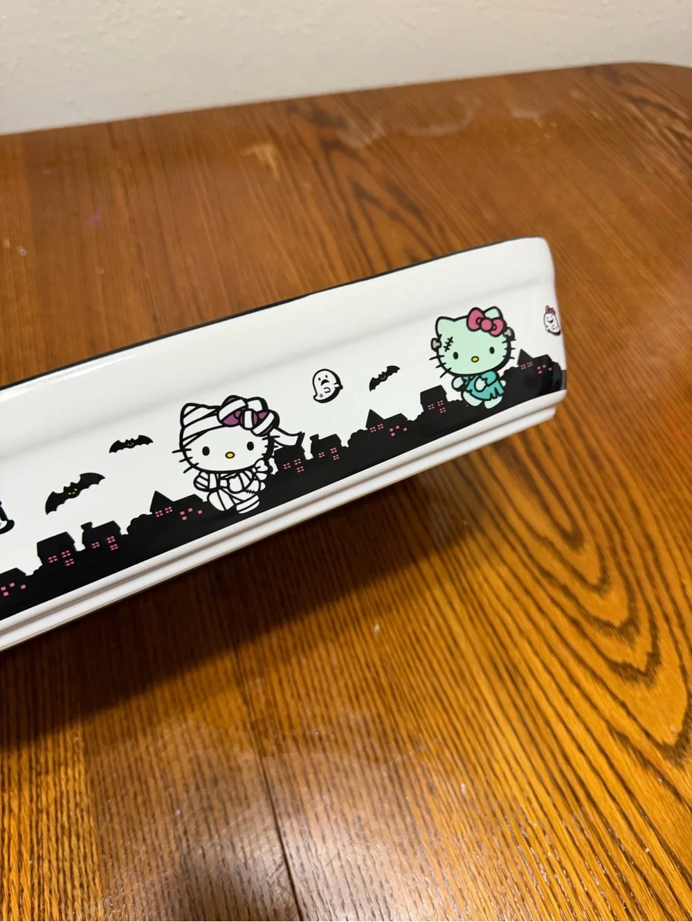 Hello Kitty Ceramic Baking Dish - White with Black, Pink & Green Accents